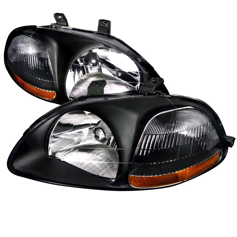 1996-1998 Honda Civic Black Euro Headlights-2LH-CV96JM-RS