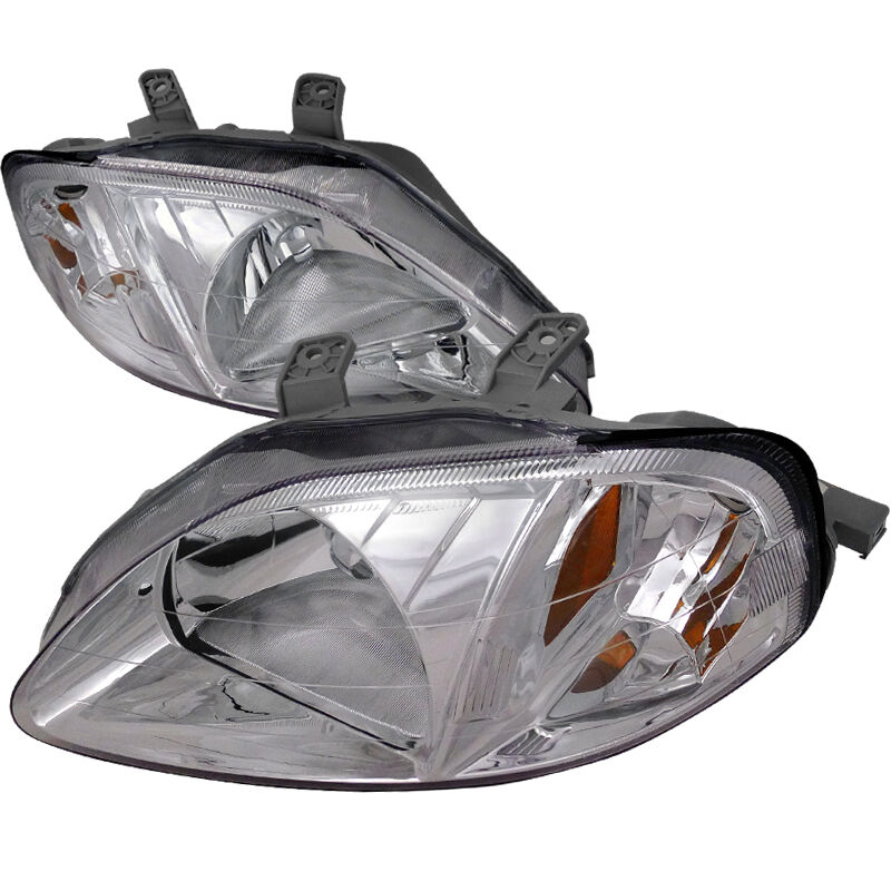1999-2000 Honda Civic Chrome Euro Headlights-2LH-CV99-RS
