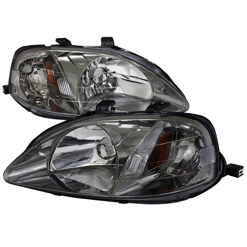1999-2000 Honda Civic Smoke Euro Headlights-2LH-CV99G-V2-RS