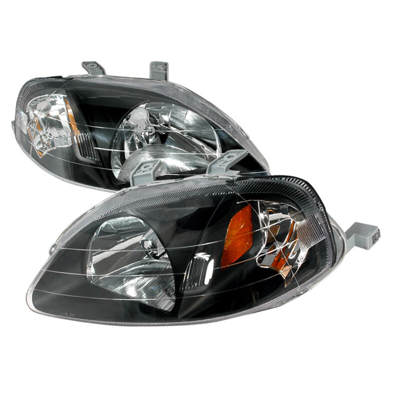 1999-2000 Honda Civic Black Euro Headlights-2LH-CV99JM-KS