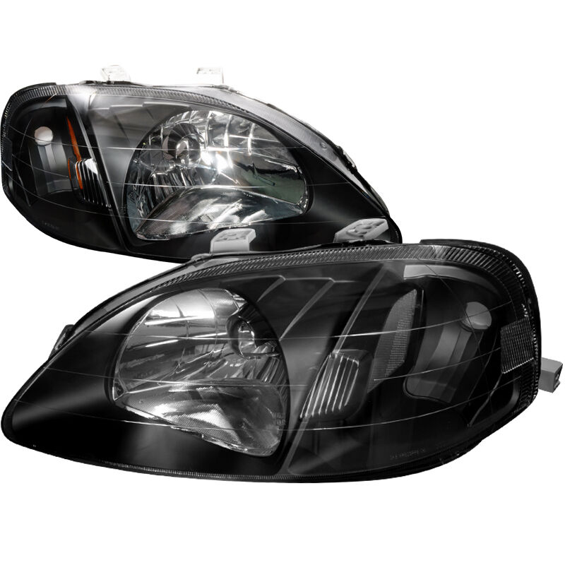 1999-2000 Honda Civic Black Euro Headlights-2LH-CV99JM-RS