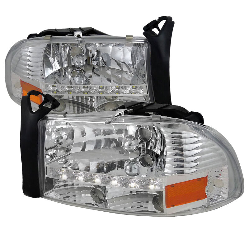 1997-2004 Dodge Dakota LED Chrome Euro Headlights-2LH-DAK97-RS