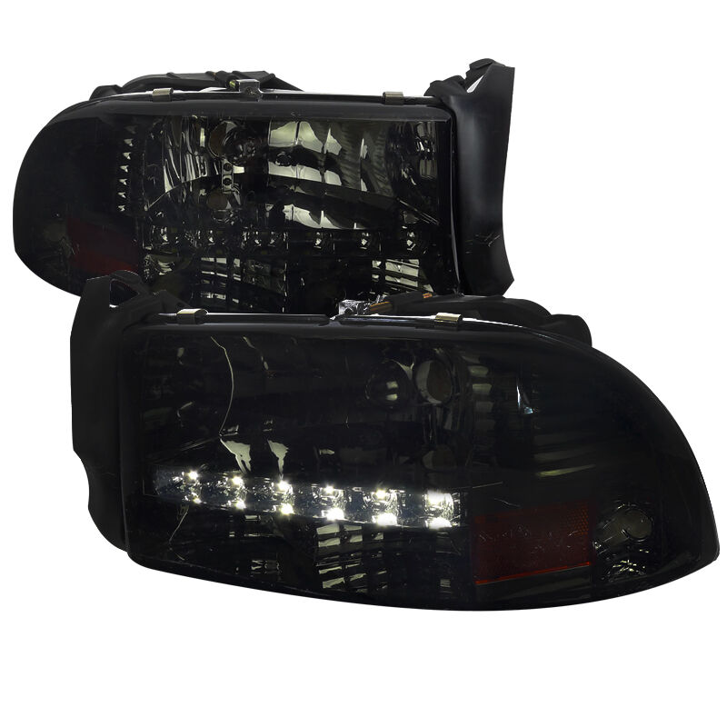 1997-2004 Dodge Dakota LED Smoke Euro Headlights-2LH-DAK97G-RS