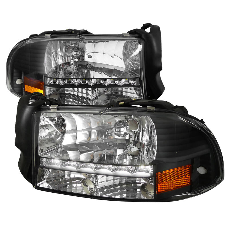 1997-2004 Dodge Dakota LED Black Euro Headlights-2LH-DAK97JM-RS