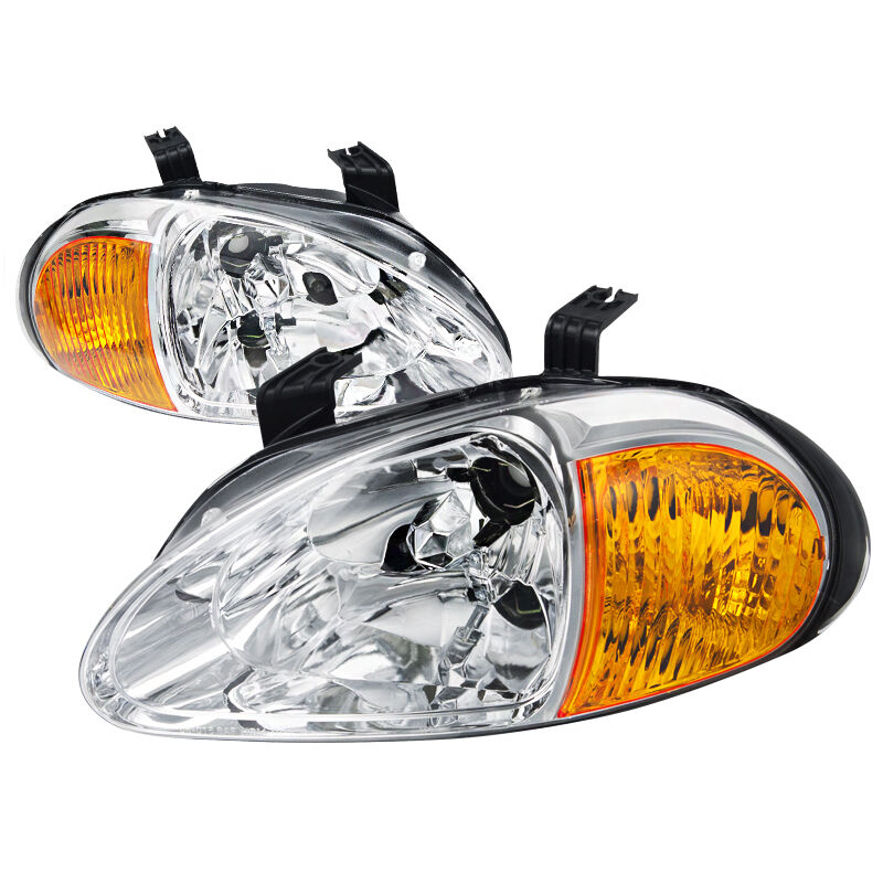 1993-1997 Honda Del Sol Chrome Euro Headlights-2LH-DEL93-EU