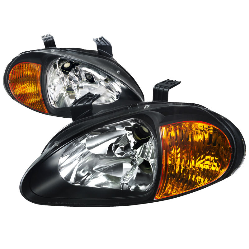 1993-1997 Honda Del Sol Black Euro Headlights-2LH-DEL93JM-EU