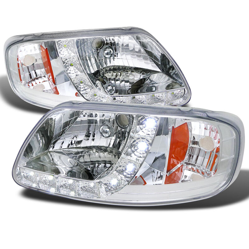 1997-2003 Ford F-150 LED Chrome Euro Headlights-2LH-F150971PC-RS
