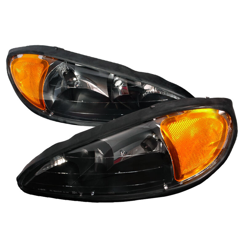 1999-2005 Pontiac Grand AM Black Euro Headlights-2LH-GAM99JM-KS