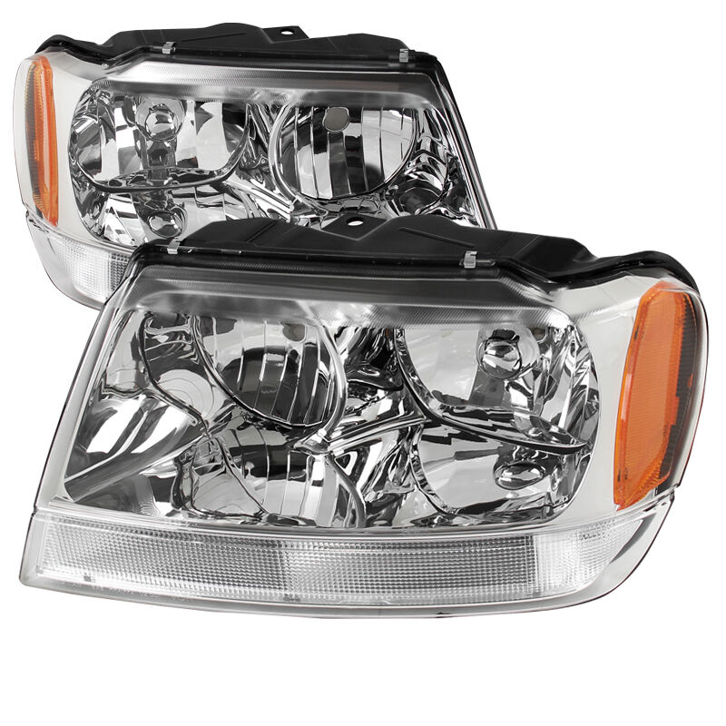 1999-2004 Jeep Grand Cherokee Chrome Euro Headlights-2LH-GKEE99-SY
