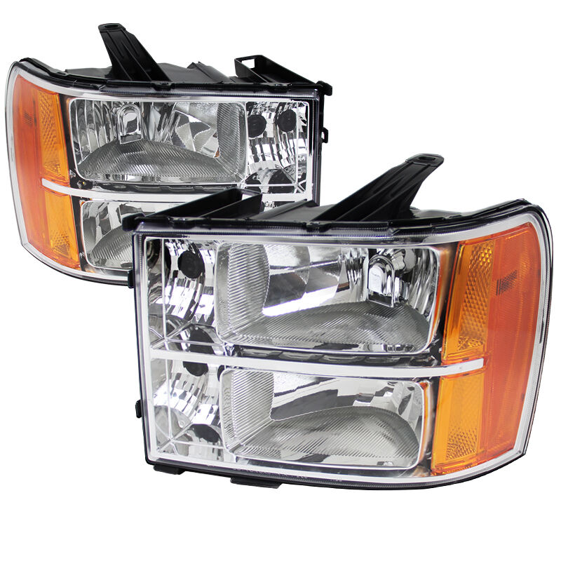 2007-2013 GMC Sierra Chrome Euro Headlights-2LH-SIE07-RS
