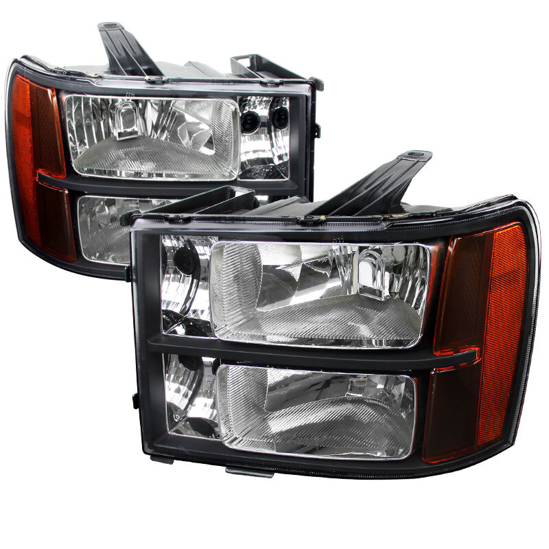 2007-2013 GMC Sierra Black Euro Headlights-2LH-SIE07JM-RS