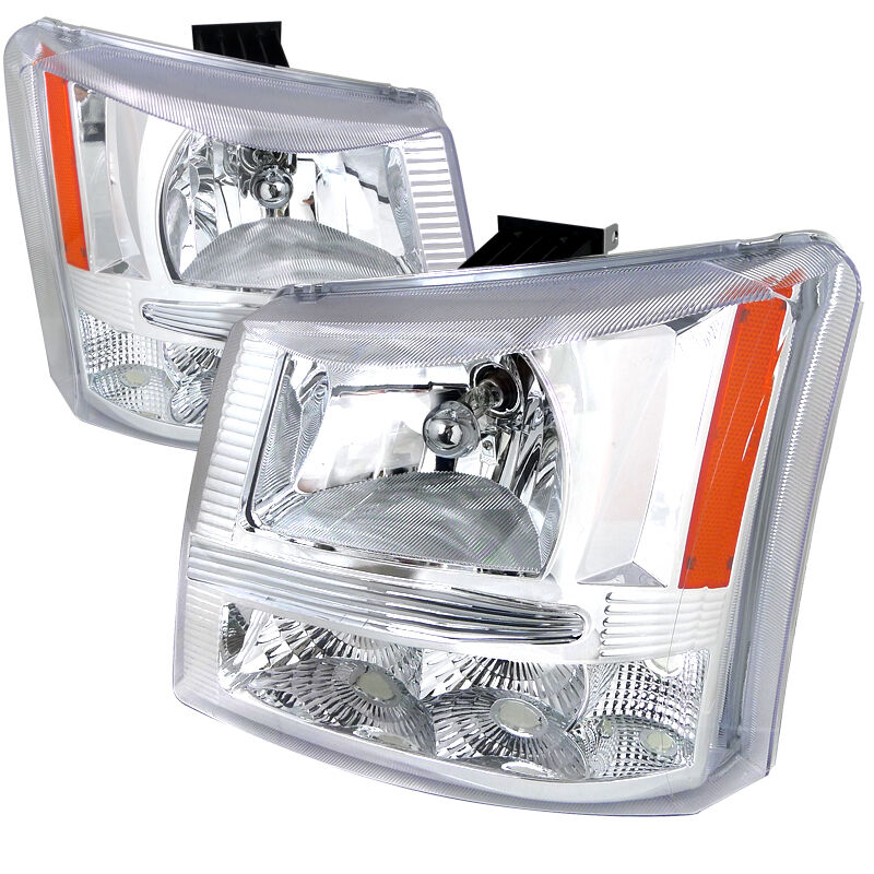 2003-2006 Chevy Silverado Chrome Euro Headlights-2LH-SIV03-ABM