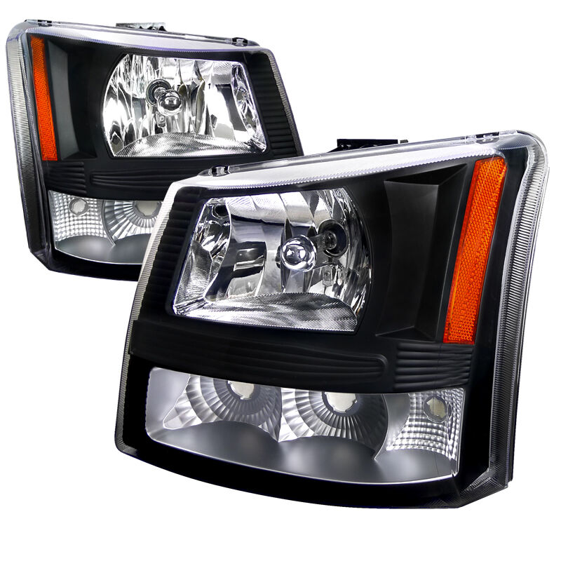 2003-2006 Chevy Silverado Black Euro Headlights-2LH-SIV03JM-ABM