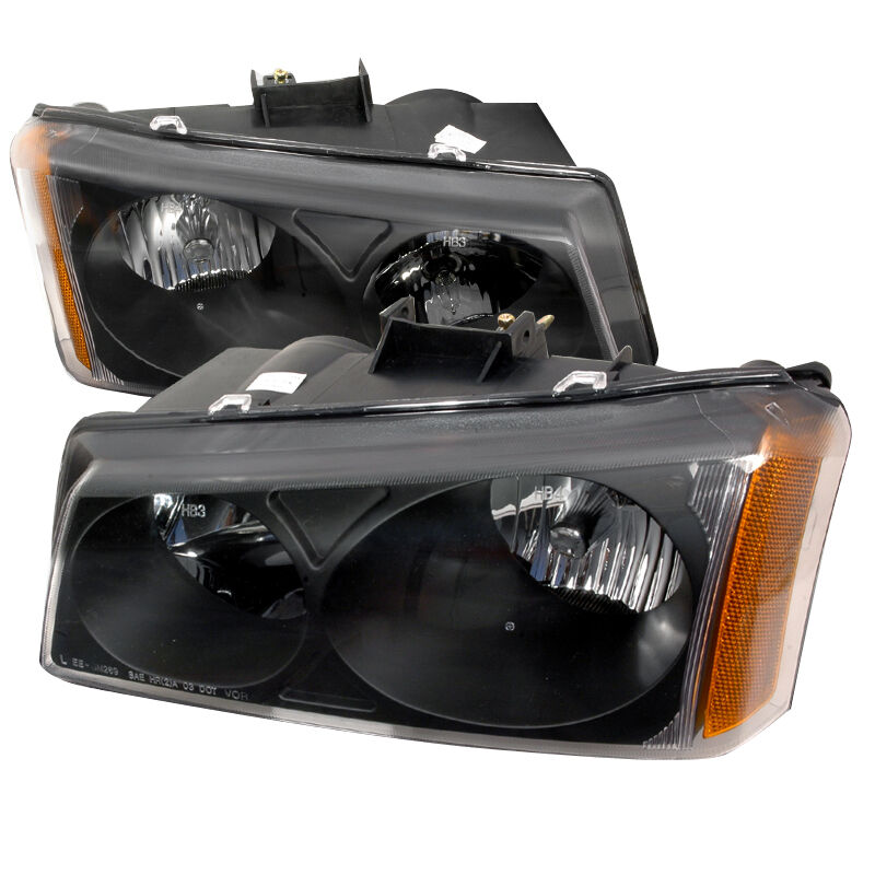 2003-2006 Chevy Avalanche W/O Cladding Black Euro Headlights-2LH-SIV03JM-KS