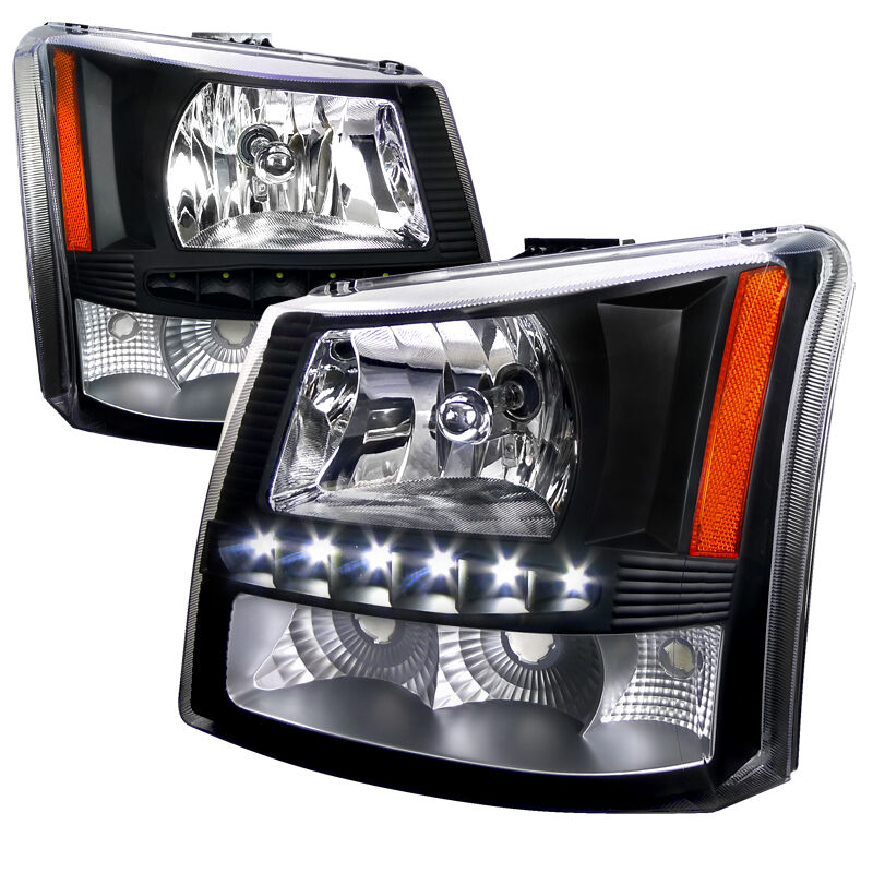 2003-2006 Chevy Silverado Black Euro Headlights-2LH-SIV03JM-RS