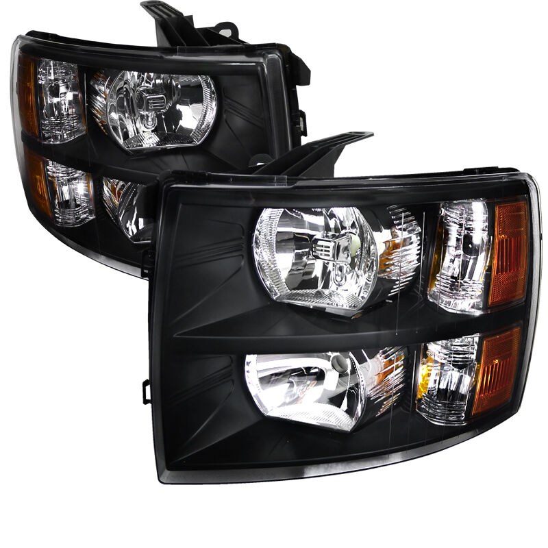 2007-2012 Chevy Silverado Black Euro Headlights-2LH-SIV07JM-RS