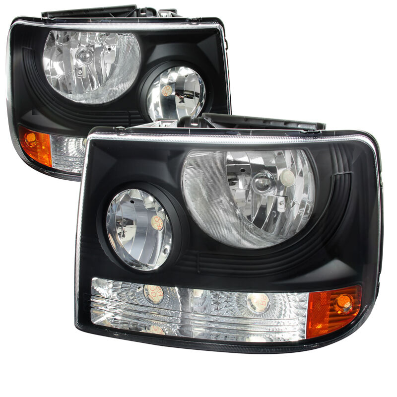 1999-2002 Chevy Silverado Black Euro Headlights-2LH-SIV991PCJM-ABM
