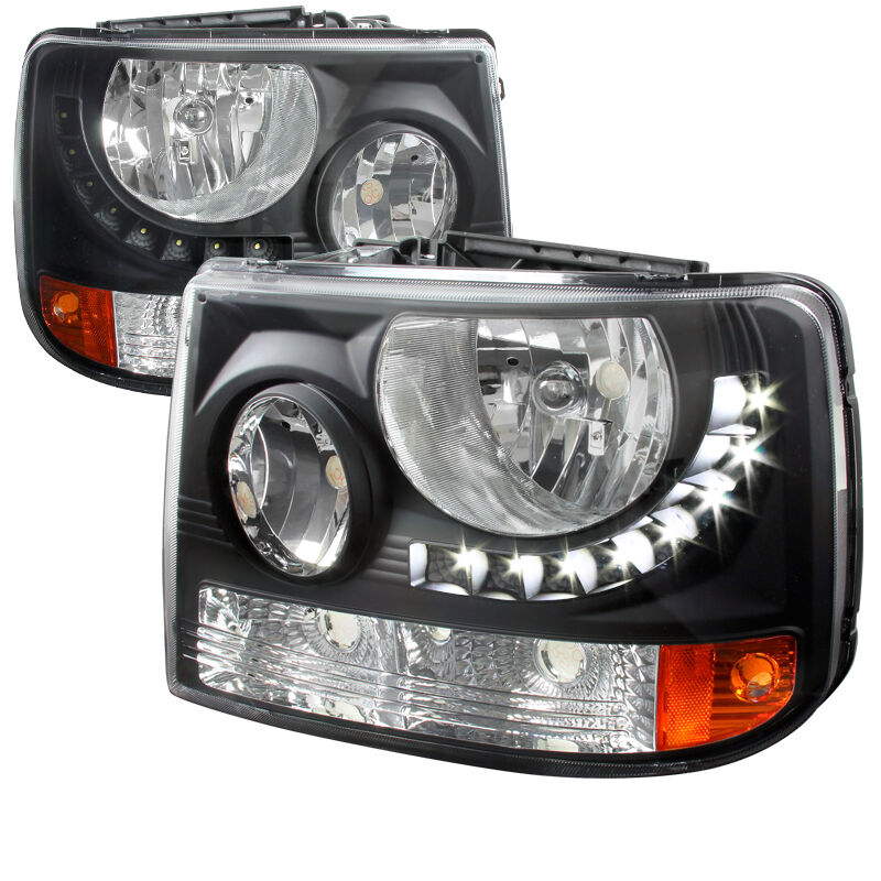 1999-2002 Chevy Silverado Black LED Euro Headlights-2LH-SIV991PCJM-RS
