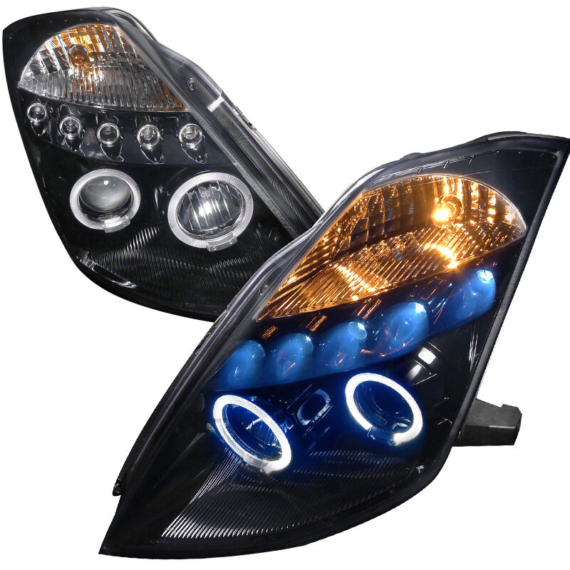 2003-2005 Nissan 350z Halo Gloss-Black-Smoke Projector Headlights - 2LHP-350Z03G