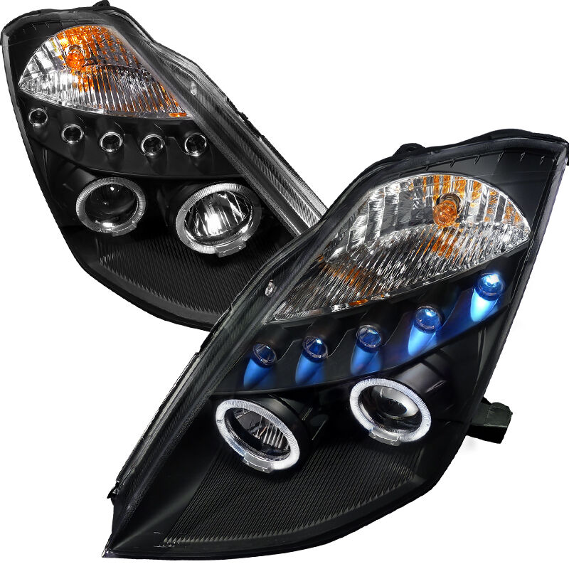2003-2005 Nissan 350z Halo Black Projector Headlights - 2LHP-350Z03JM-TM