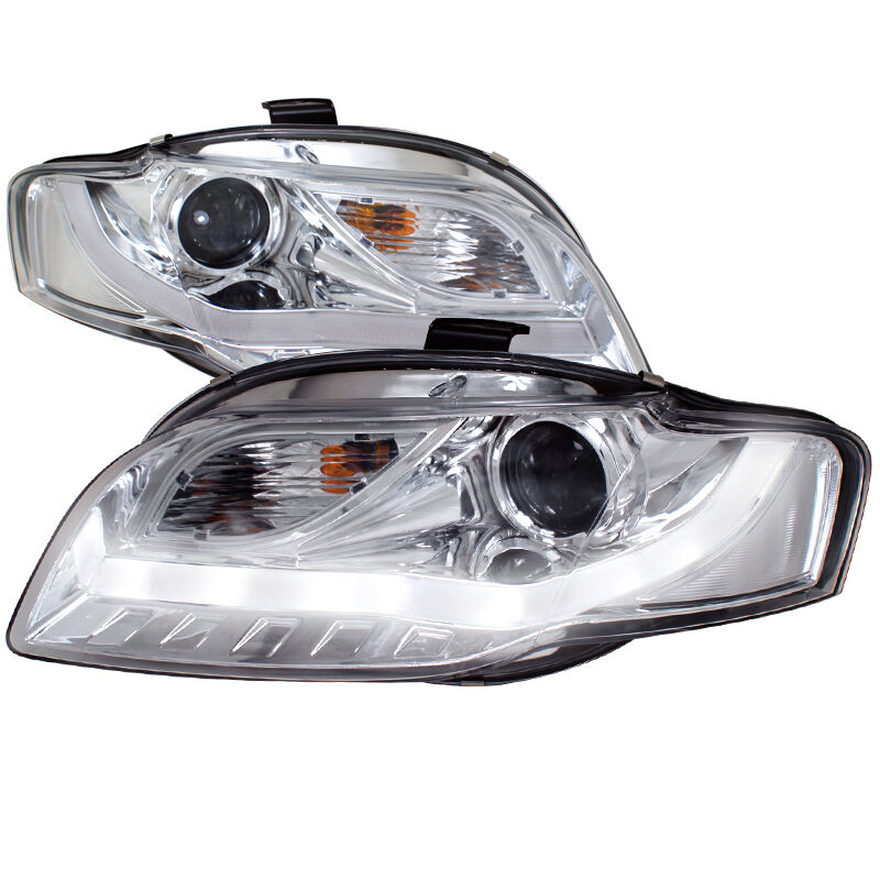 2006-2008 Audi A4 R8 LED Chrome Projector Headlights - 2LHP-A406-8V2-TM