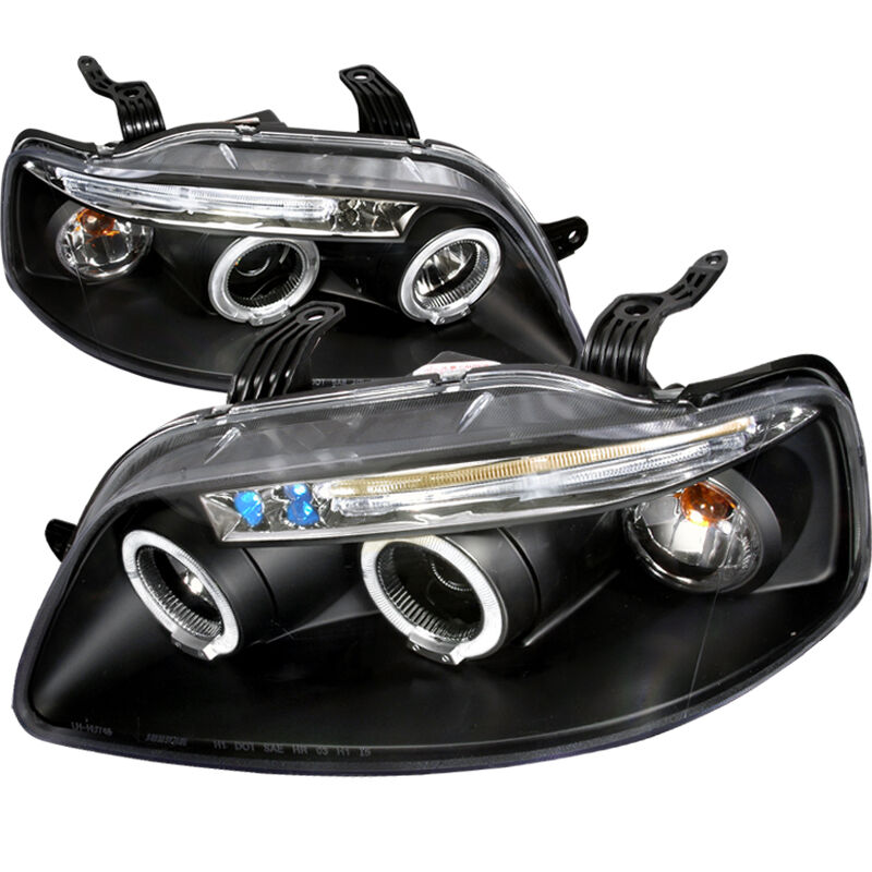 2004-2008 Chevy Aveo HB Halo LED Black Projector Headlights - 2LHP-AVE045JM-TM