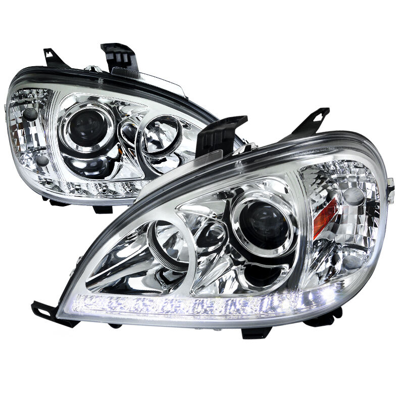 1998-2001 Mercedes BenzML W163 DRL LChrome Projector Headlights - 2LHP-BW16398-T