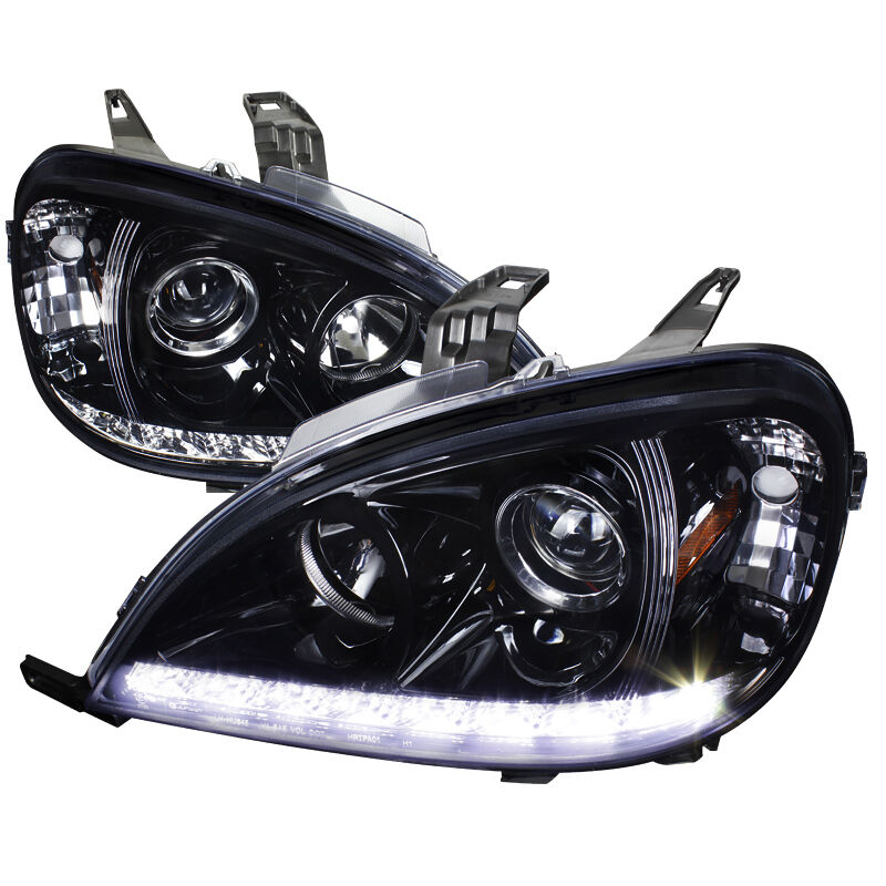 1998-2001 Mercedes BenzM-class W163 DRL LGloss-Black-Smoke Projector Headlights