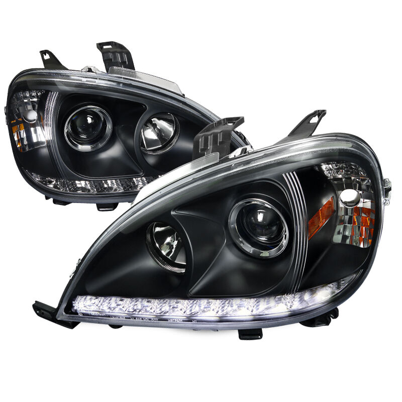 1998-2001 Mercedes BenzW163 DRL LEDBlack Projector Headlights - 2LHP-BW16398JM-T