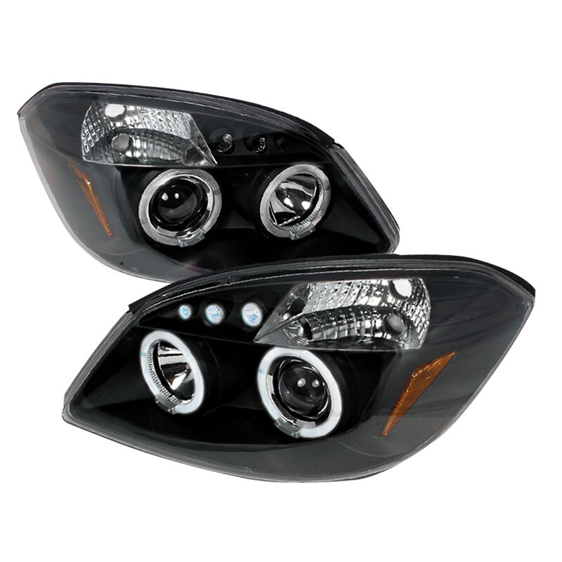 2005-2010 Chevy Cobalt Halo LED Black Projector Headlights - 2LHP-COB05JM-TM