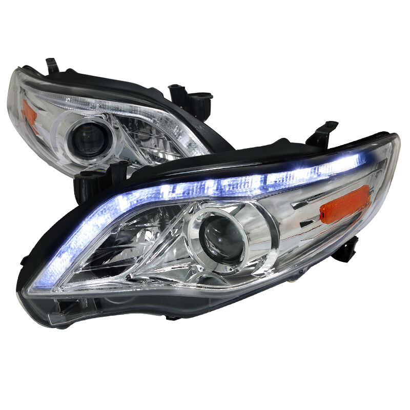 2011-2012 Toyota Corolla DRL LED Chrome Projector Headlights - 2LHP-COR11-TM