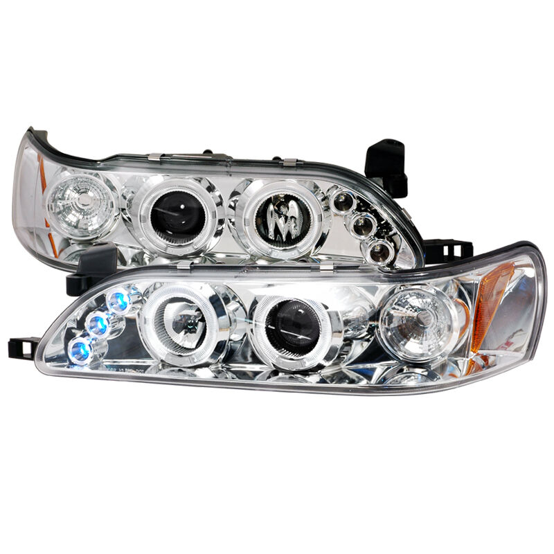1993-1997 Toyota Corolla Halo LED Chrome Projector Headlights - 2LHP-COR93-TM