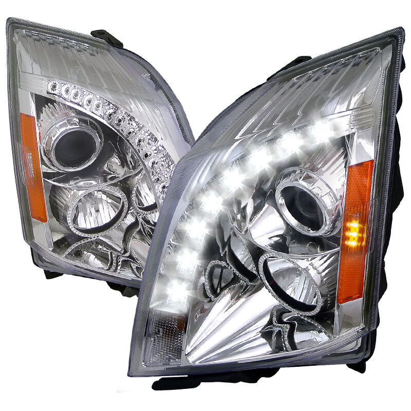 2008-2014 Cadillac CTS LED DRL Chrome Projector Headlights - 2LHP-CTS08-RS
