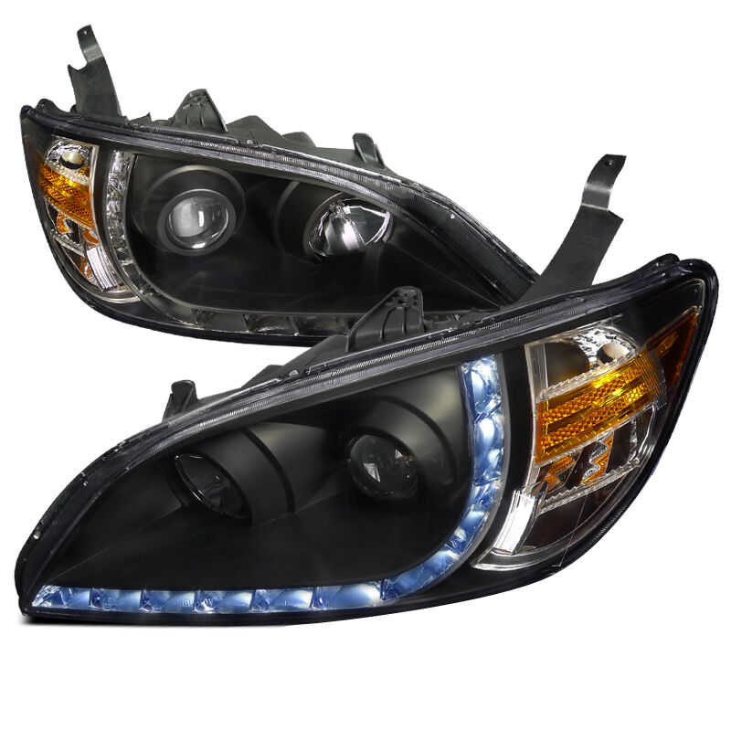 2004-2005 Honda Civic R8 Black Projector Headlights - 2LHP-CV04JM-8-RS