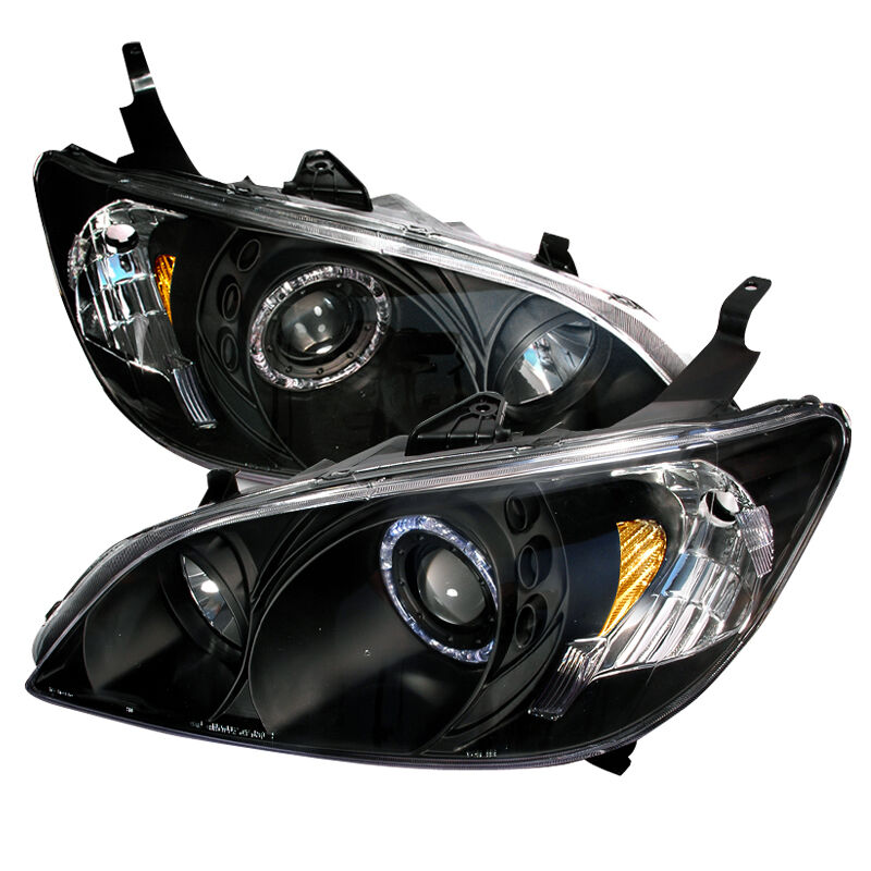 2004-2005 Honda Civic Black Halo Projector Headlights - 2LHP-CV04JM-KS