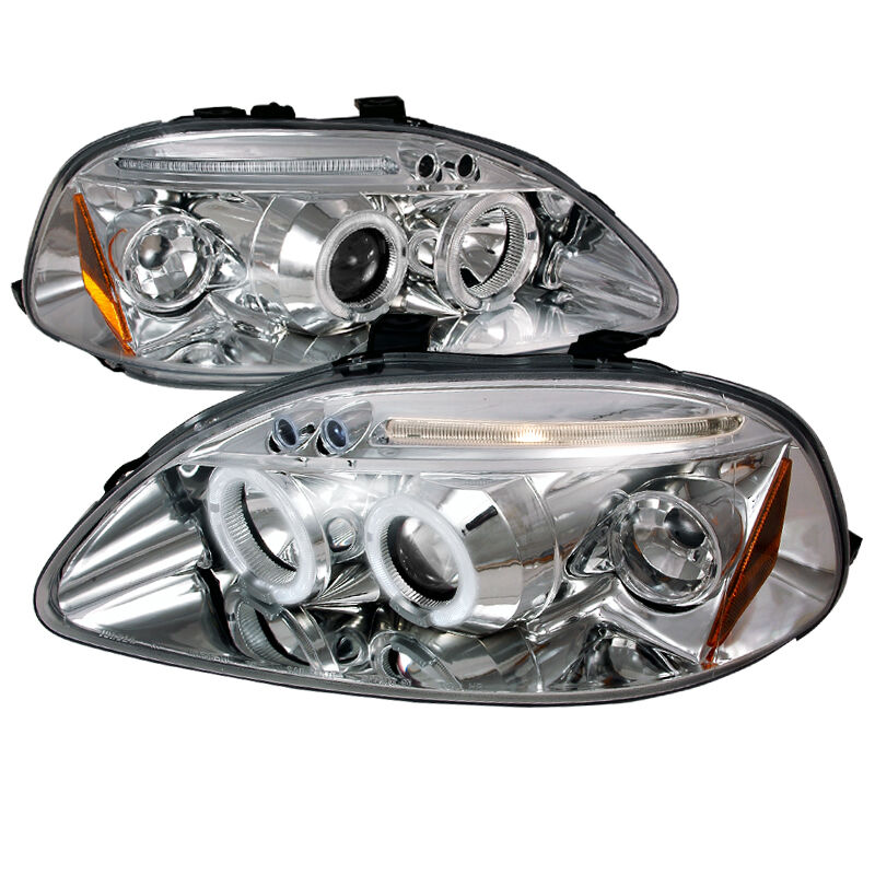1996-1998 Honda Civic Halo LED Chrome Projector Headlights - 2LHP-CV96-TM