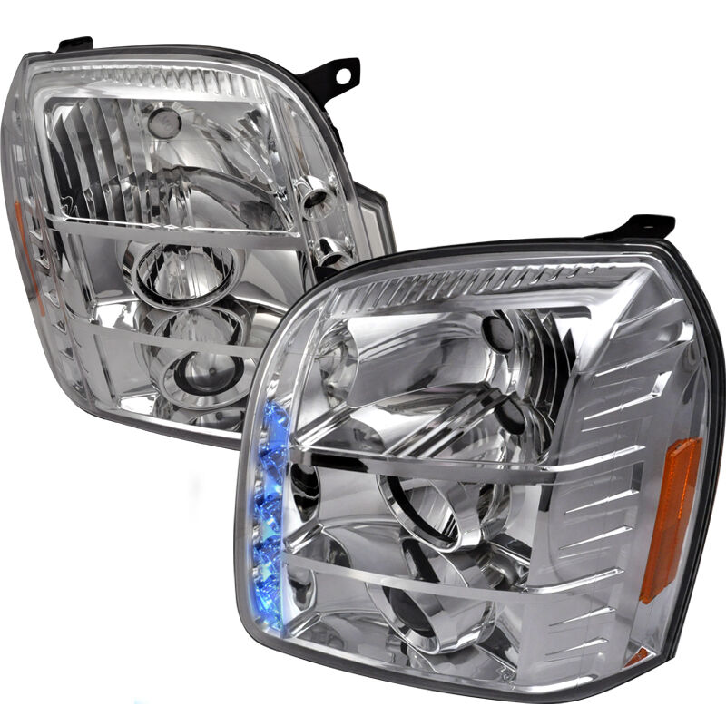 2007-2010 GMC Denali LED DRL Chrome Projector Headlights - 2LHP-DEN07-TM