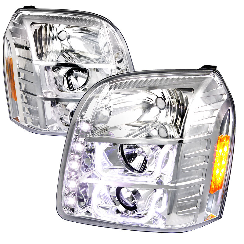 2007-2012 GMC Yukon Halo Chrome Projector Headlights - 2LHP-DEN07-V2-TM