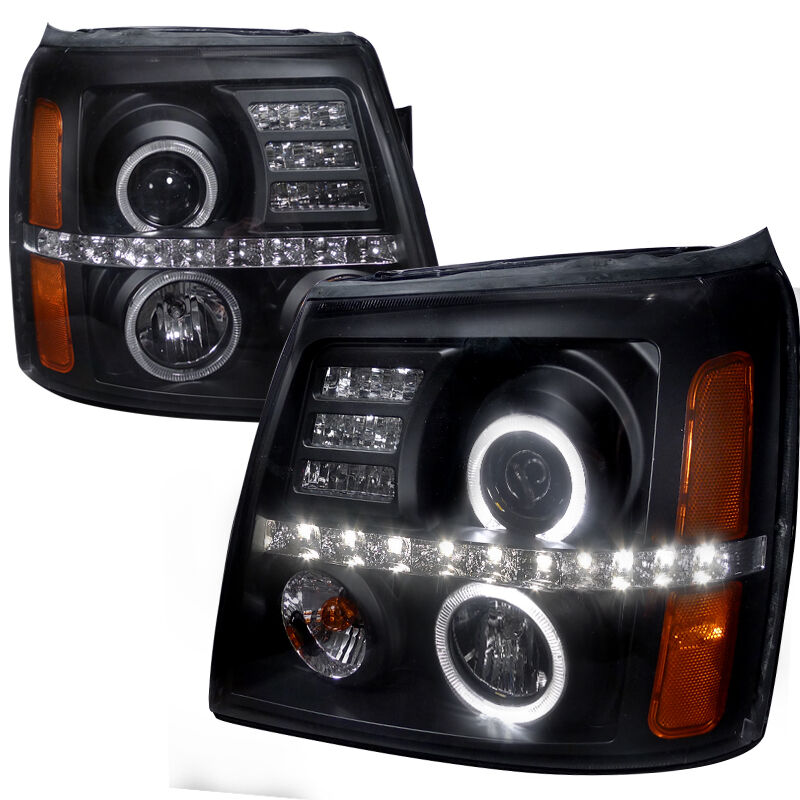 2002-2006 Cadillac Escalade Halo Black Projector Headlights - 2LHP-ECLD02JM-RS