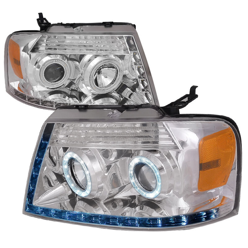 2004-2008 Ford F150 R8 Chrome Projector Headlights - 2LHP-F15004-8-RS