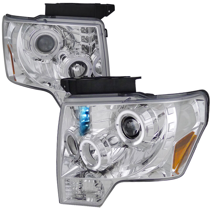 2009-2011 Ford F150 Halo LED Chrome Projector Headlights - 2LHP-F15009-TM