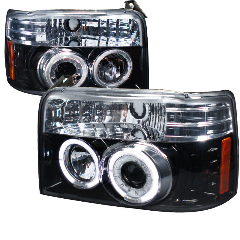 1992-1996 Ford F150 Halo Gloss-Black-Smoke Projector Headlights - 2LHP-F15092G-T