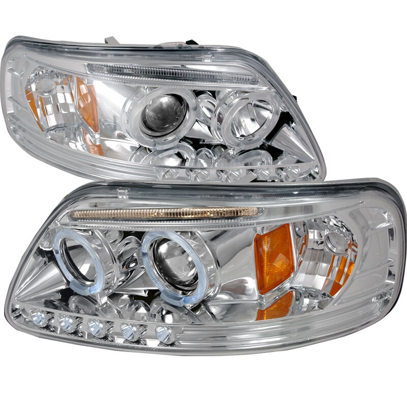 1997-2002 Ford Expedition Halo LED Chrome Projector Headlights - 2LHP-F15097-TM