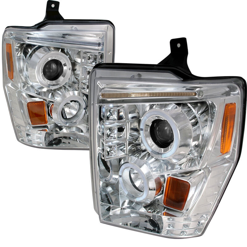 2008-2010 Ford F250 Superduty Halo R8 LED Chrome Projector Headlights - 2LHP-F25