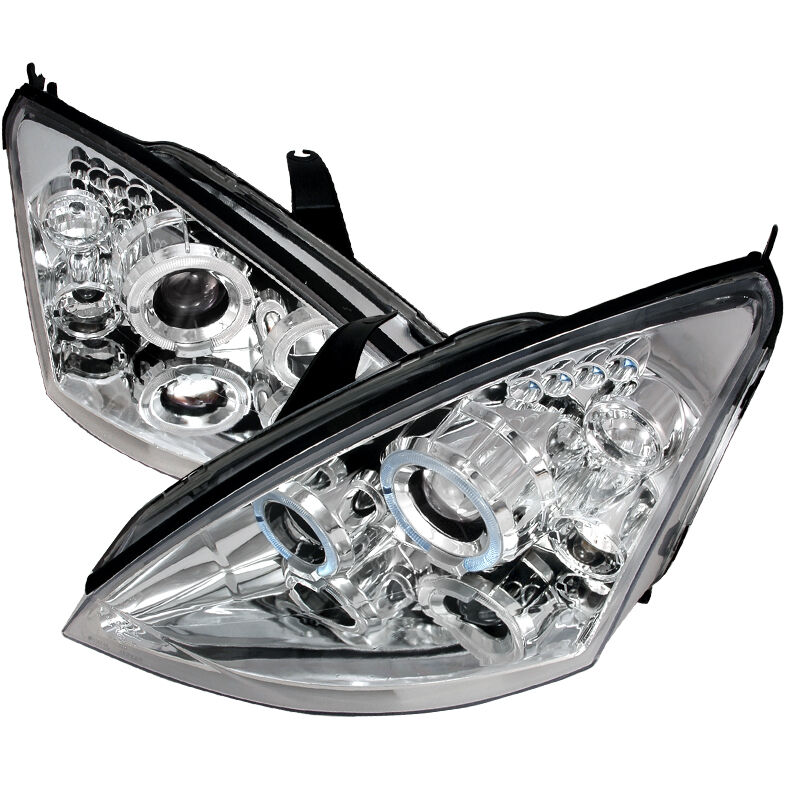 2000-2004 Ford Focus Halo LED Chrome Projector Headlights - 2LHP-FOC00-TM