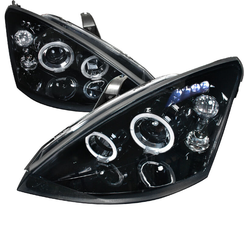 2000-2004 Ford Focus Halo Gloss-Black-Smoke Projector Headlights - 2LHP-FOC00G-T