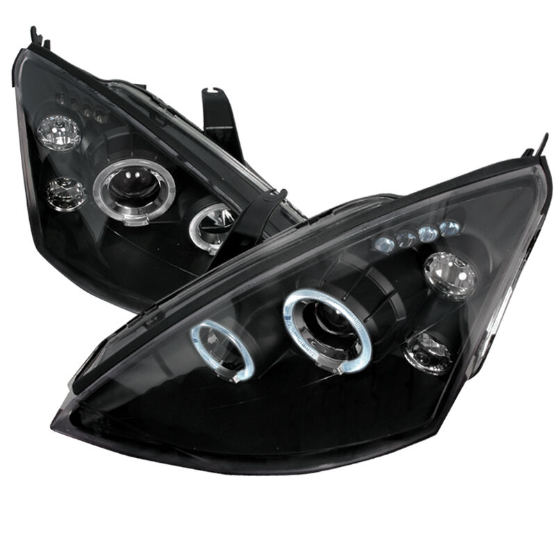 2000-2004 Ford Focus Halo LED Black Projector Headlights - 2LHP-FOC00JM-TM