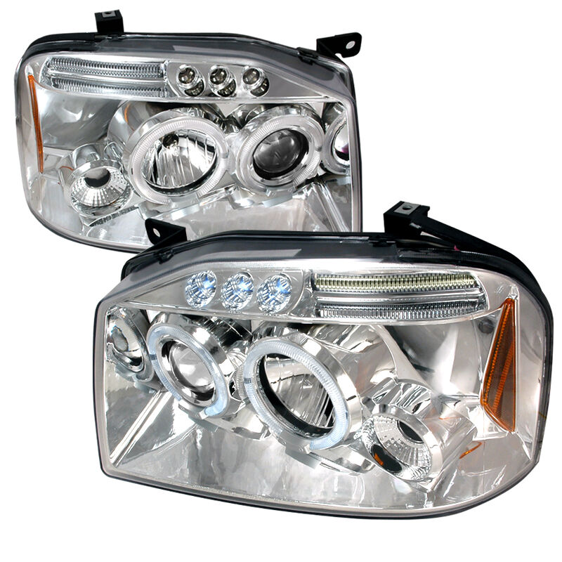 2001-2004 Nissan Frontier Halo LED Chrome Projector Headlights - 2LHP-FRO01-TM