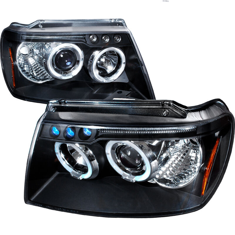 1999-2004 Jeep Grand Cherokee Halo LED Black Projector Headlights - 2LHP-GKEE99J