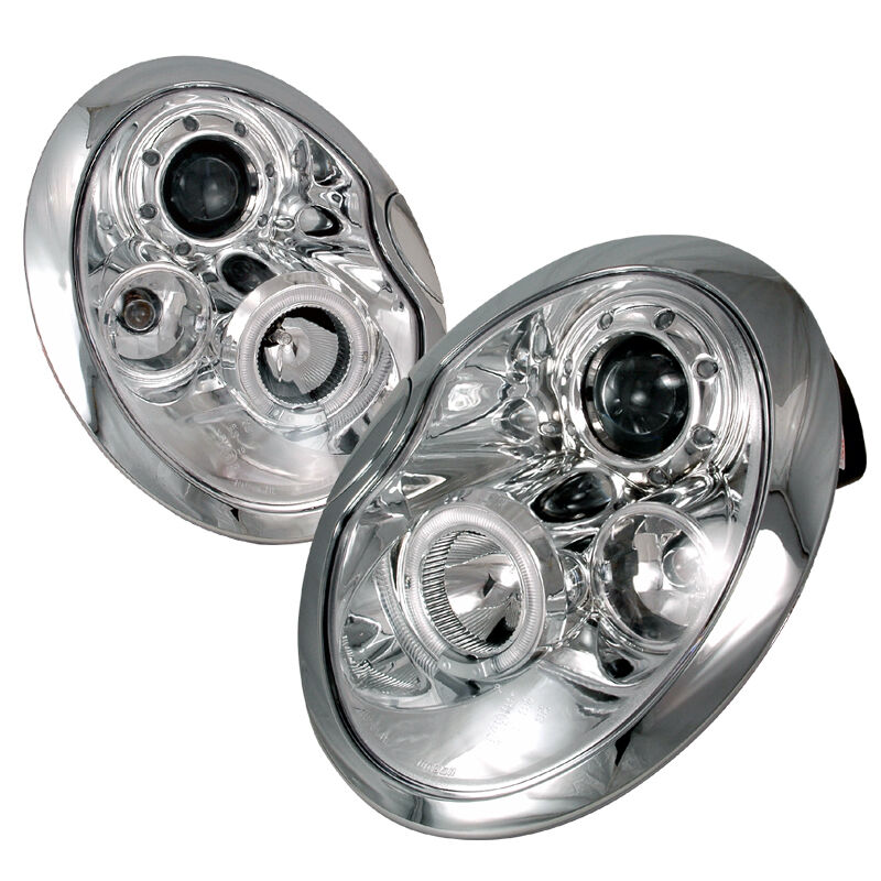 2002-2005 Mini Cooper Halo LED Chrome Projector Headlights - 2LHP-MINI01-TM
